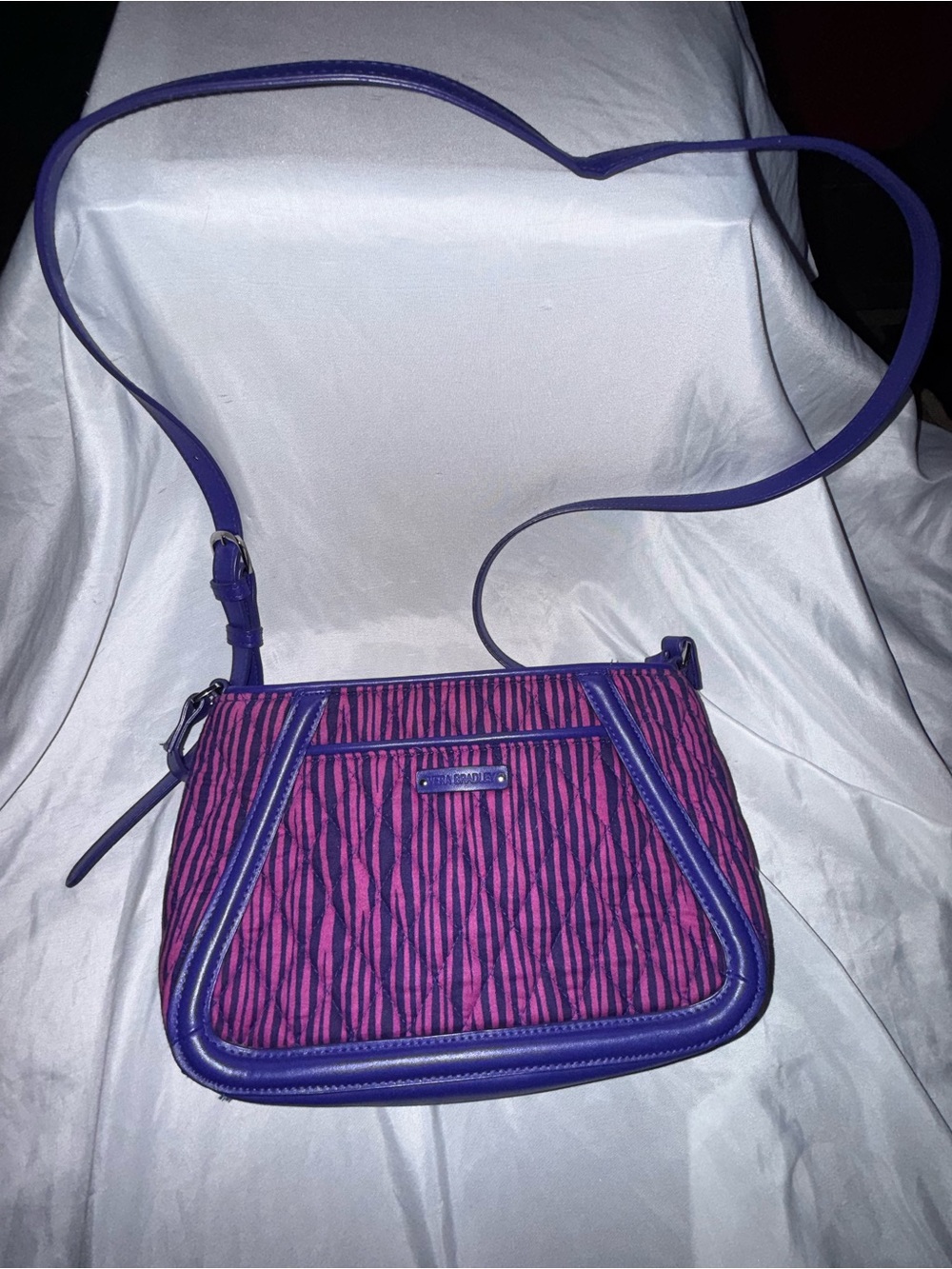Purple Vera Bradley impressionista striped Trimmed Trapeze Crossbody Bag
